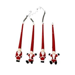 Set of 4 Vintage Bungee Jumping Santa Ornaments Novelty READ